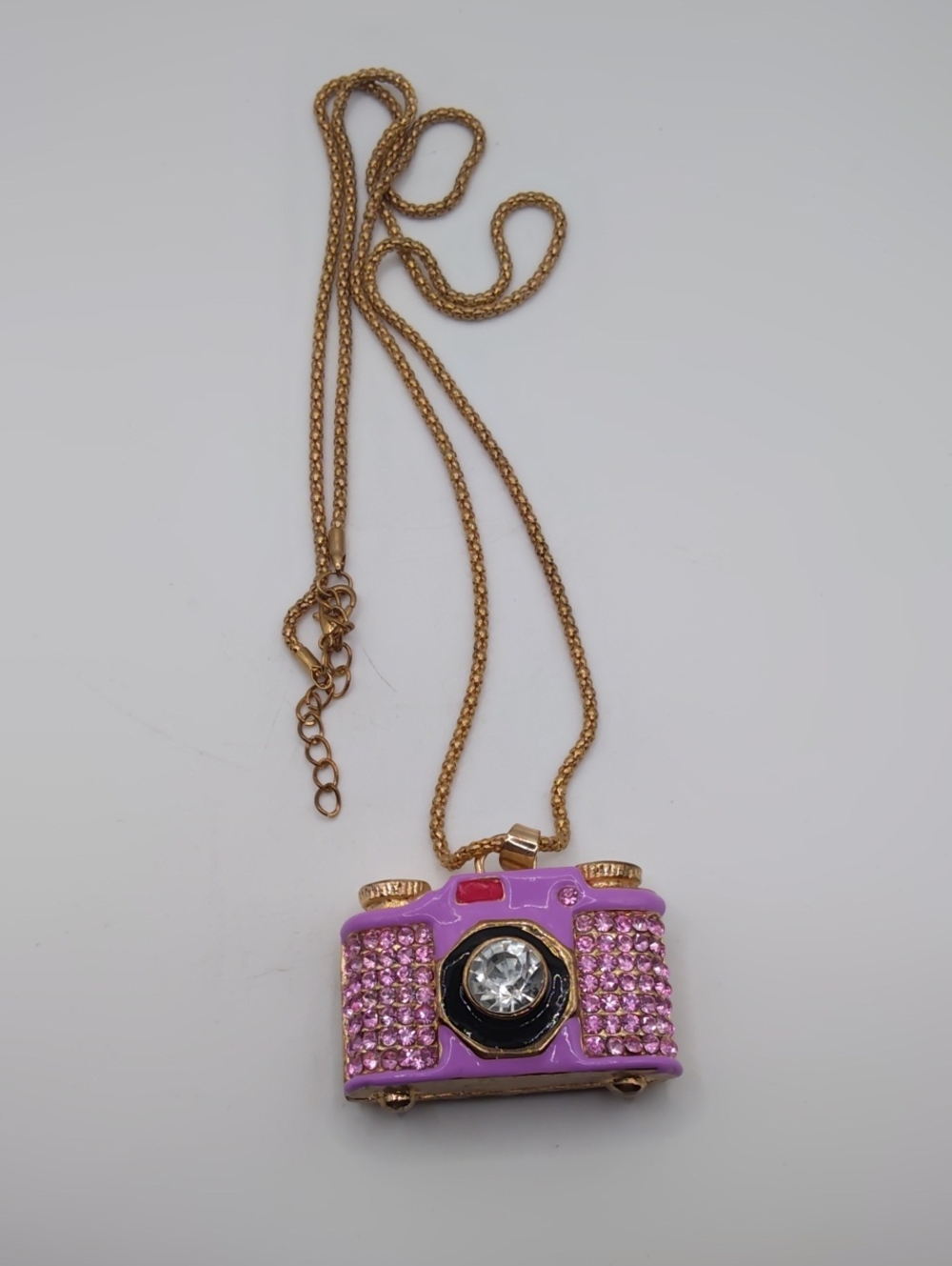 Bejeweled Camera Pendant Necklace